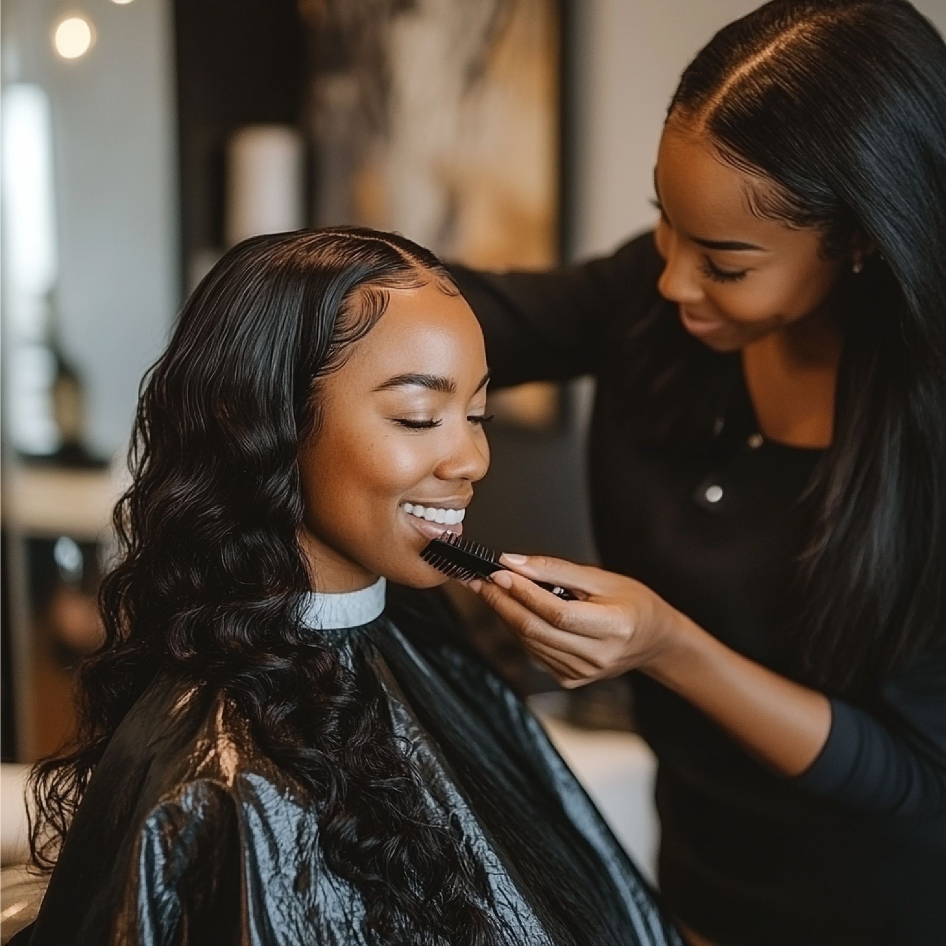 Artisan crafting a bespoke wig at D'Luxe Strands atelier